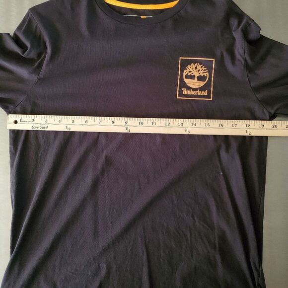 Timberland Long Sleeve Chest Stack Logo Tee Shirt Arm Spell out Black Medium - Picture 7 of 11